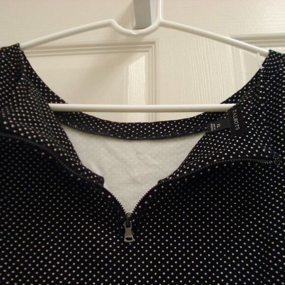Talbots Polka Dot Blouse Shirt Lace Back Zip 3/4 Sleeve Women's Black & White XL - Picture 5 of 7